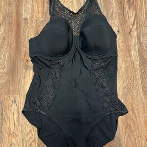 Adore Me Black Lace One-Piece Swimsuit